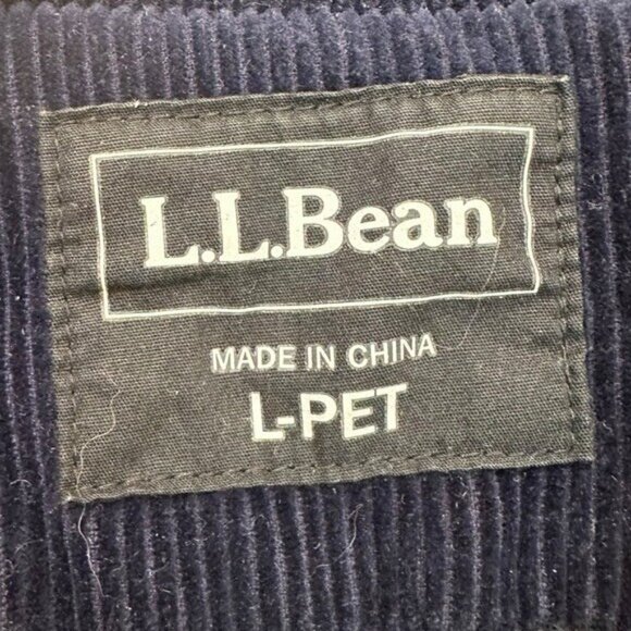 LL Bean Women's L Petite Corduroy Jacket Belted Double Breasted Navy Blue Cotton - Picture 4 of 9